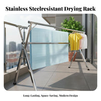 Rust-Resistant Cross-Frame Clothes Horse Sturdy and Long-Lasting Foldable Drying Rack Heavy Duty Foldable Clothes Horse Easy to Assemble for Apartment Dwellers, Homeowners, Families, Balcony, Outdoor, Indoor, Bedroom