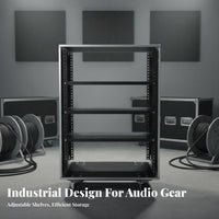 Knock-down Design Amplifier Rack Case Heavy Duty Mobile Audio Equipment Cabinet Long-Lasting Construction Rolling Sound Equipment Rack Reinforced Corners for DJs, Musicians, Studio, Stage, Live Performance