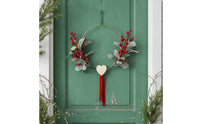 Wreath with Heart Ornament Decorative Wreath with Hanging Loop Low Maintenance Decor for Door