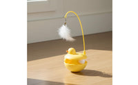 Self-Entertainment Cat Toy with Ball Track and Feather Boredom Relief Duck Tumbler Cat Toy Chew Resistant Pet Supply Detachable Design for Indoor