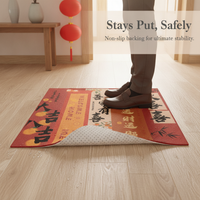 Red Auspicious Welcome Doormat for New Home Entryway