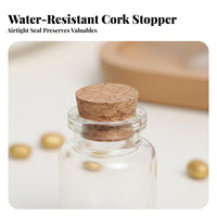 Gold Bean Storage Bottle Miniature Size Mini Glass Bottle Small Glass Container Reusable Mini Cork Plug Vials for Presentation