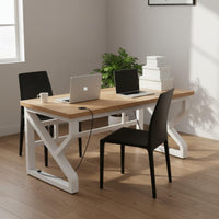 Double Workstation Desk Thickened Tabletop Solid Wood Writing Desk Heavy Duty for Students