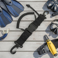 Camera Wrist Strap with Coiled Tether Underwater Diving Wrist Lanyard with Metal Clip Corrosion Resistant Heavy-Duty for Divers