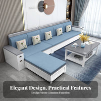 L-Shaped Sofa with Storage Ottoman sturdy Wood Frame L-Shaped Storage Sofa Chinese design Design Living Room Furniture for Families, Lounge Area, Office