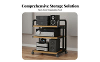 Multi-Tier Audio Component Shelf Heavy Duty AV Component Shelving Unit With Wheels Multi-Tiered Setup Stand for Audiophiles, Studio, Living Room