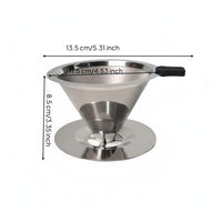 Food Grade Stainless Steel Coffee Filter Long-Lasting 60-Degree Cone Design Coffee Filter Easy to Clean for Office, Travel, Camping