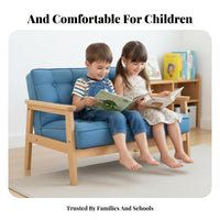Hardwood Wood Framiniature Double children's Bench 2-Seater Toddler Sofa Photography Prop kids' Furniture Modern Design for Boys and Girls, Preschoolers, Kindergarten, literary Corner, Playroom, Daycare