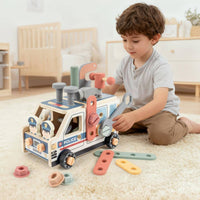 Disassembly Wooden Assembly Truck Finemovement Take Apart Truck Rotating Gears Building Vehicle Set Colorful Painted for Children
