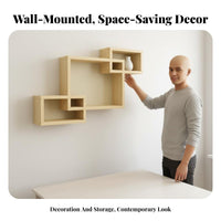 Wall Mounted Storage Rack Solid Wood Wall Mount Display Shelves Modern Design Wooden Box Shelves for Homeowners, Renters, Bedroom, Dining Room