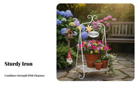 Welcome Sign Flower Stand Foldable Design Plant Holder Freestanding Display Rack for Gardening Enthusiasts, Gardeners, Front Porch, Patio, Living Room