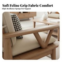 3-Seater Wooden Frame Settee New Chinese aesthetic Living Room Seating Group Modern Minimalist Design Sofa for Homeowners, Apartment, Lounge Area, Study