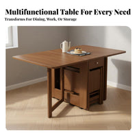 Foldable Dining Table Multi-Functional Solid Wood Dining Table Versatile Use for Small Apartment Residents, Couples, Kitchen, Living Room, Home Office