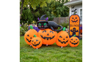 Inflatable Black Cat and Pumpkin Cute Inflatable Cat with Pumpkins Outdoor Halloween Decoration Bright for Lawn