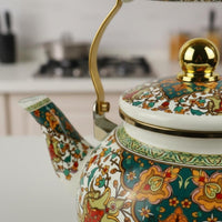 Enamel Tea Kettle Induction & Gas Cooktop Compatible Vintage Enamel Kettle Vintage Design Teapot Hand-Painted Craft Floral