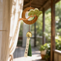 Zen Style Wooden Wind Chime Wall Decor with Pine Design for Entryway