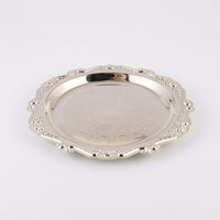 Ornate Tray with Scalloped Rim Embossed Trinket Dish Decorative Jewelry Tray Reflective for Vanity