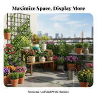Floor-Standing Wooden Ladder plant display rack Multi-Tier Design Tiered Ladder Rack Rustic and design Display Shelf Resistant for Plant Lovers, Apartment Dwellers, Balcony, Living Room, Bedroom, Home Office