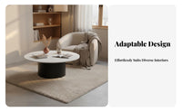 2 Pieces Modern Minimalist design Round Nesting Table Set Space Saving High-Low Nesting pair abrasion Resistant Top Living Room Furniture Easy to Clean for Apartment Dwellers, Renters, Homeowners, Small Spaces, Lounge Area