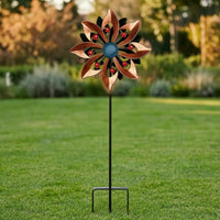 Flower Wind Windmill Decorative Metal Wind Windmill Weather-Resistant Yard Art for Lawn