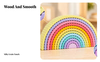Wooden Rainbow Stacker Smooth Finish Wooden Rainbow Arch Stacking Toy Educational Stacking Arches Open-Ended Play