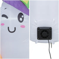 Illuminated Inflatable Ghost Yard Ghost with Witch Hat Cute Outdoor Decoration Built-in LED