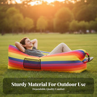 Quick Inflation Inflatable Lounger with Headrest Lightweight Wind Catcher Sofa Waterproof Inflatable Couch Leak-Proof for Beachon-the-Goers, Travelers, Camping, Parks, Beach, Backyard