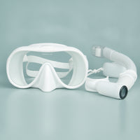 Tempered Glass Snorkeling Mask with Snorkel Wide-View Mask and Snorkel Set Clear Lens Water Sports Gear Silicone for Snorkelers, Travelers, Beach Trips, Pool Practice