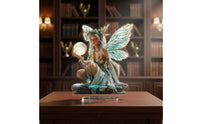 Fairy Holding Glowing Sphere Statue Stable Base Fairy Desktop Standee Elf Desktop Decoration Clean-Cut Edges 2D Flat Acrylic