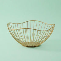 Fruit Bowl with Geometric Lotus Leaf Design for Dining Table, Metal Storage Basket for Kitchens, Iron Wire for Home