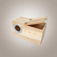Wooden Breeding Box with Lid Hinged Bird Nesting House with Perch Enclosed Bird House for Parakeets