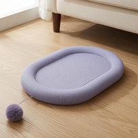 Padded Rim Oval Pet Scratching Board Recessed Center Jute Pet Scratcher Dangling Ball Toy Pet Furniture Low-Height