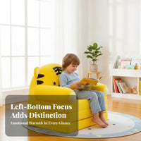 Removable Cover Foldable Soft Fabric Sofa High Backrest Cartoon Kids Sofa for Playroom, Bedroom