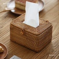 Handwoven Rattan Tissue Box for Home, Office, Car