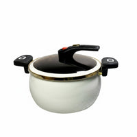 Large Capacity Micro Pressure Stockpot Multi-Function Enameled Pressure Pot Induction Ready Enamel Stew Pot Gas Cooktop Safe for Stewing, Boiling, Simmering