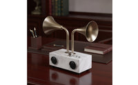 Speaker Ornament Brass-Tone Sculpture with Trumpets Industrial Decor for Office