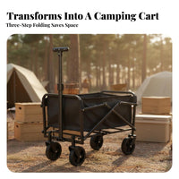 Foldable Camping Wagon Space-Saving Foldable Outdoor Utility Cart Large Capacity Foldable Wagon Cart for Campers, Beach Goers, Picnic, Gardening