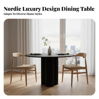 Round Pedestal Dining Table Nordic Design Round Pedestal Illuminated Table Luxury for Design Enthusiasts, Families, Small Areas, Morning Corner