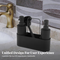Black Countertop Soap Dispenser Holder Rounded Corners Kitchen Soap Dispenser Set Compact Brush Holder Easy to Clean
