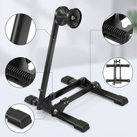 Space-Saving Bike Parking Stand Stable Cycle Parking Stand Portable Bike Storage Rack Heavy-Duty for Cyclists, Commuters, Garage, Indoor, Apartment, Workshop