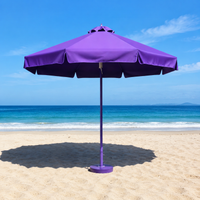 Garden Parasol, Wind-resistant, UV Protection, Water-repellent, Aluminum Alloy, Round, Handle-operated Opening/Closing
