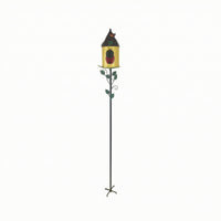 Decorative Birdhouse Garden Stake Whimsical Birdhouse with Ground Spike Rustic Metal Garden Stake Functional for Patio