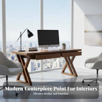 Long Desk with 2 Drawers Built-in Storage Two Person Desk modern aesthetic Computer Table for Professionals, Homeowners, Living Room, Bedroom