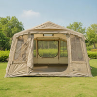 Canvas Tent with Air Pump Cabin-Style Inflatable Tent Large for Luxury Campers, Families, Comfort Camping, Camping, Cold Weather