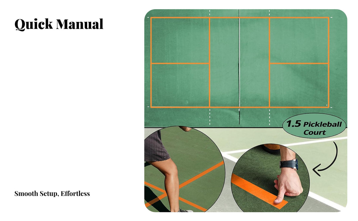 Pickleball Court Lines Strong Adhesion Pickleball Court Tape Weather Resistant for Gymnasiums, Indoor Courts, Driveways