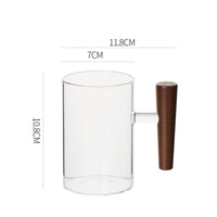 Wooden Handle Glass Mug Heat Resistant Clear Glass Tea Cup Minimalist Design Drinkware for Home