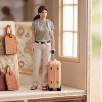 Journeyer Figurine Highly Detailed Miniature with Suitcase Realistic for Diorama, Desktop Decor