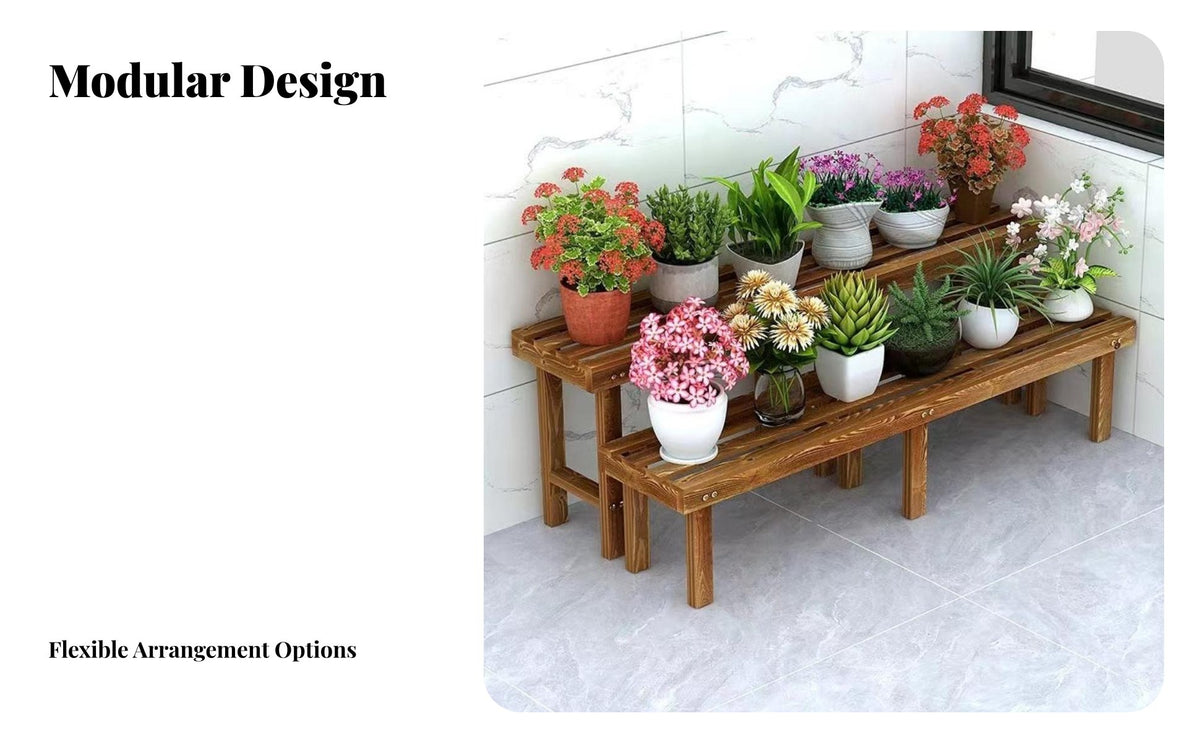 Wooden Plant Stand Solid Wood Multi Tier Plant Stand Multi-Tier Flower Rack for Balcony, Outdoor, Indoor