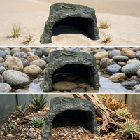 Aquatic Tank Decorations and Aquarium Decoration, Medium Resin Reptile Rock Hideout, Rock-Textured Shelter for Aquatic and Reptile Habitats