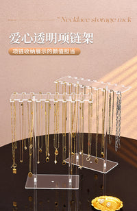 Acrylic Necklace Display Stand with Double Hooks